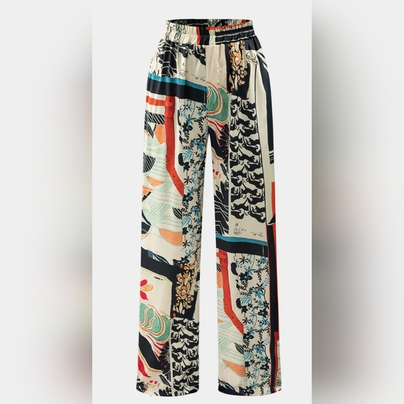 MICAS Floral Print High Waisted Multicolor Straught Leg Pants. Sz M NWT - Picture 3 of 8